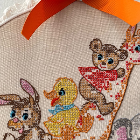 Vintage Completed Cross Stitch Nursery Wall Design 15” - Picture 4 of 5